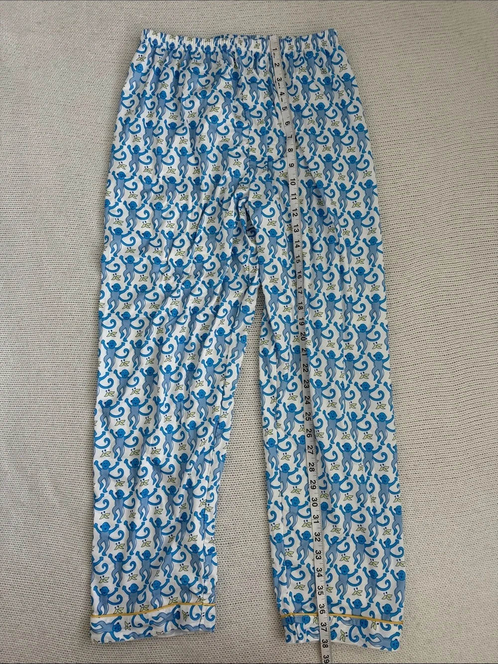 Monkey Long Sleeve Pajama Set Blue/Yellow Size Small